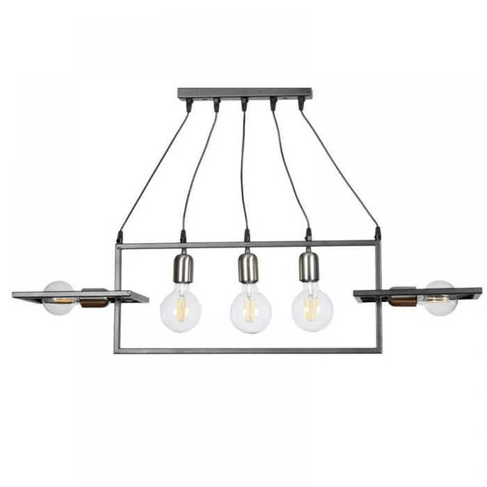 NG Lighting Kremasto Fotistiko Rag Xeiropoiito Metalliko Anthraki Pentafoto E27 100x25cm 2026430